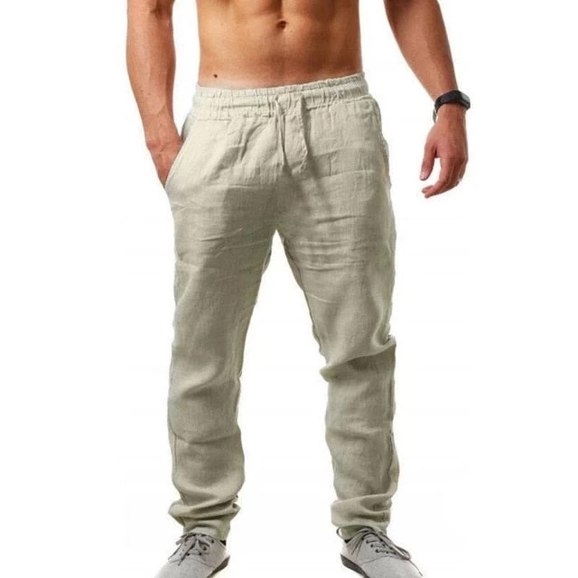 Cotton Linen Pants Male Summer Breathable Solid Color Linen Trousers Fitness Streetwear M-3XL - Image 7