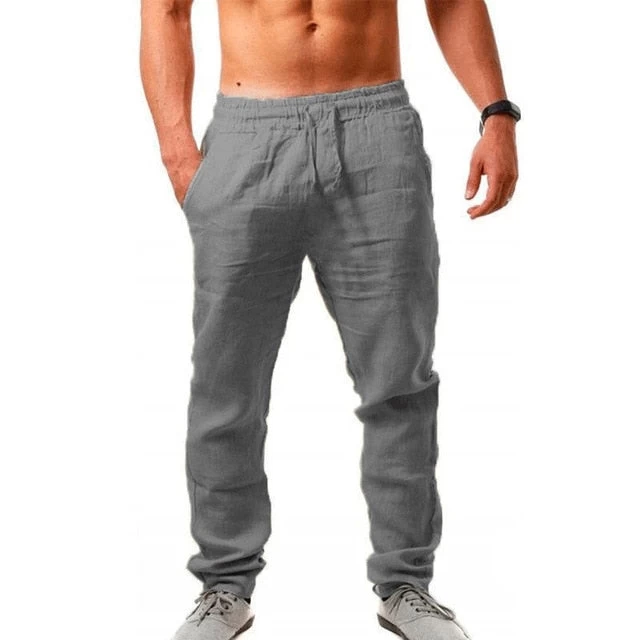 Cotton Linen Pants Male Summer Breathable Solid Color Linen Trousers Fitness Streetwear M-3XL - Image 5