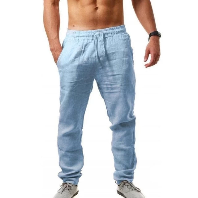 Cotton Linen Pants Male Summer Breathable Solid Color Linen Trousers Fitness Streetwear M-3XL - Image 8