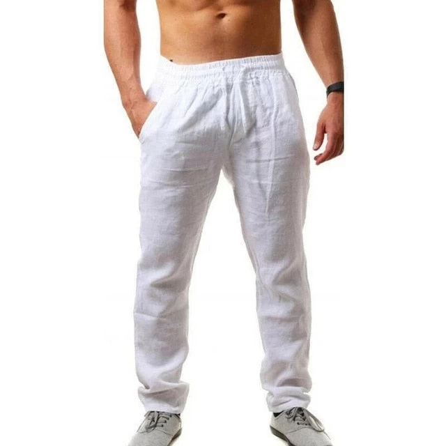 Cotton Linen Pants Male Summer Breathable Solid Color Linen Trousers Fitness Streetwear M-3XL - Image 6