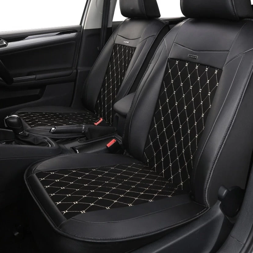 PU Leather Universal Car Seat Cover Artificial Suede Diamond Pattern FIt For Most Cars High-end Luxury Car Interiors
