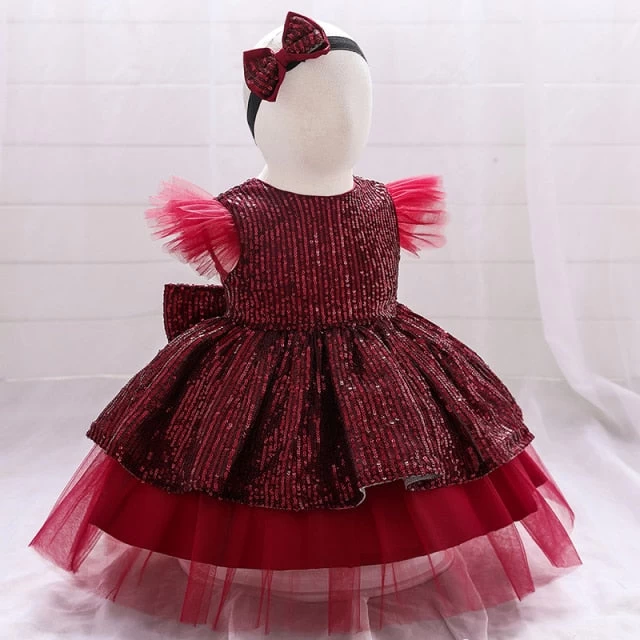 Christmas Sequin Cake Double Baby Girl Dress 1 Year Birthday Dress Newborn Party Wedding Vestidos Baby Girl Christening Clothes - Image 13
