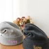 Personalized Simple Girl Rabbit Fur Knitted Embroidery Custom Name Hat For Women Winter Skullies Beanie Warm Wool Gorros Female