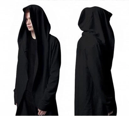 Black Cloak Hooded Male Streetwear Hip Hop Long Hoodies Clothing Men Outerwear Cool Man - Image 3