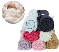 Soft Blanket & Swaddling For Baby 100 X 80cm Pure Color Soft Cotton Crochet Born Babies Blanket For Summer