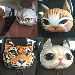 Lovely 3D Cat Car Headrest Head Auto Pillow Inside Seat Neck Rest Car Seat Creative Car Neck Pillow Soft Auto Head Headrest