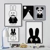 Modern Minimalist Nordic Black White Kawaii Animals A4 Large Art Prints Poster Kids Room Home Decor Wall Picture Canvas Painting Unframed