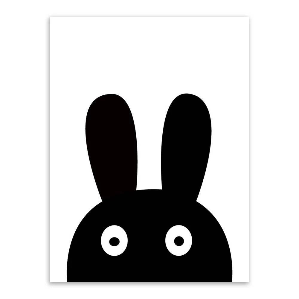 Modern Minimalist Nordic Black White Kawaii Animals A4 Large Art Prints Poster Kids Room Home Decor Wall Picture Canvas Painting Unframed - Image 9