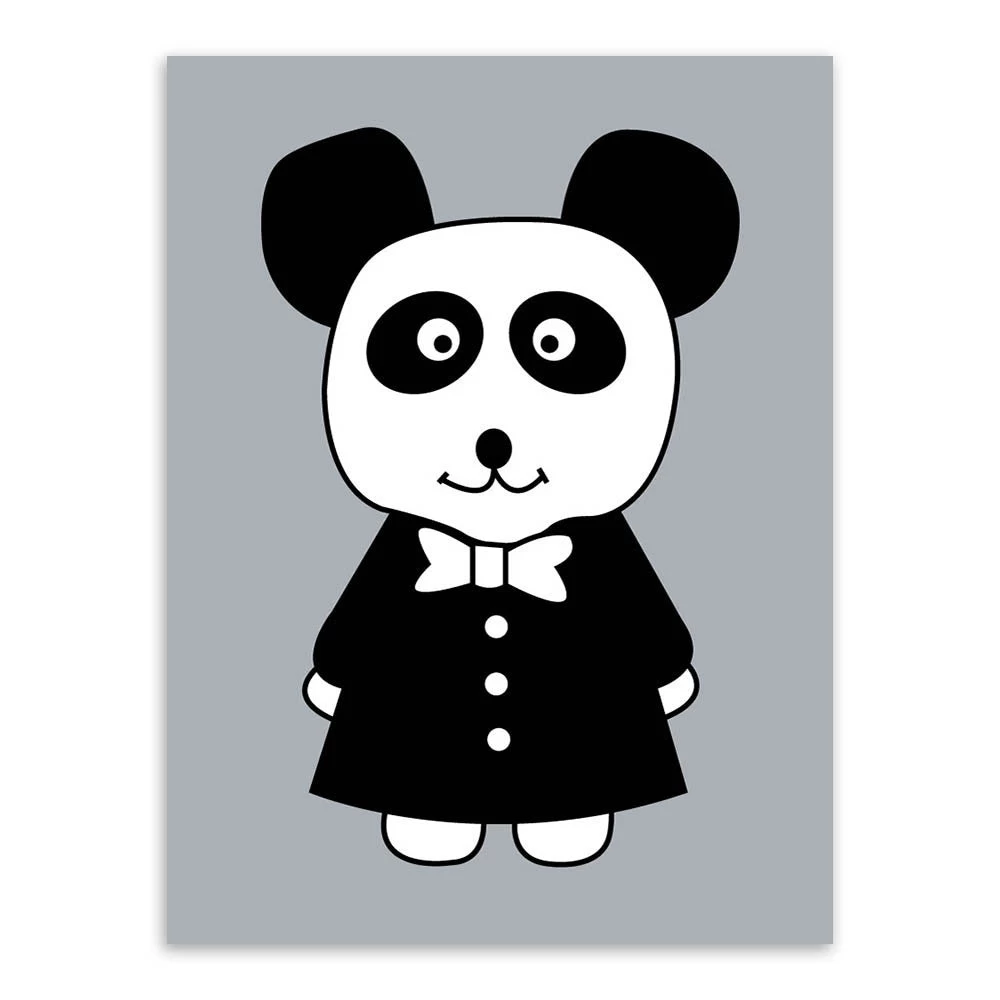 Modern Minimalist Nordic Black White Kawaii Animals A4 Large Art Prints Poster Kids Room Home Decor Wall Picture Canvas Painting Unframed - Image 10
