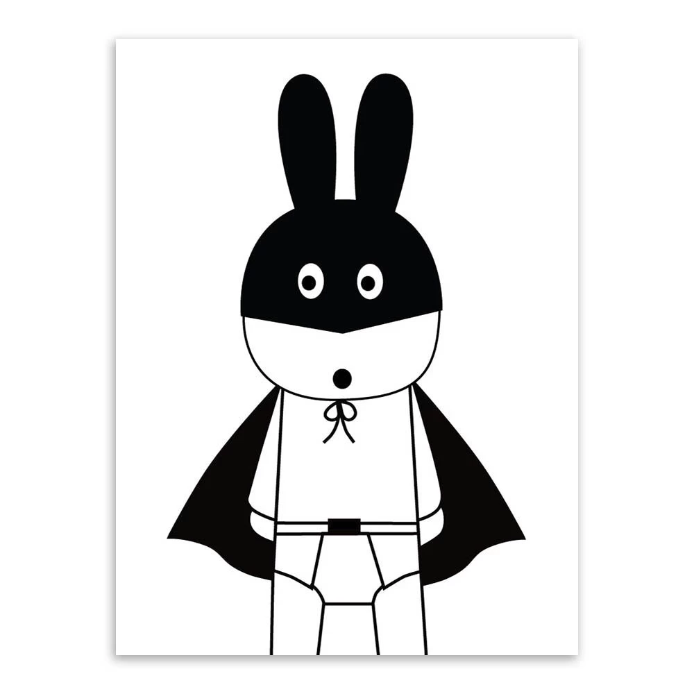 Modern Minimalist Nordic Black White Kawaii Animals A4 Large Art Prints Poster Kids Room Home Decor Wall Picture Canvas Painting Unframed - Image 6