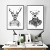 Hand Draw Animals Canvas Art Print Poster, Deer And Polar Bear Set Wall Pictures For Home Decoration, Giclee Wall Decor DE009