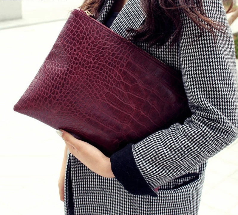 Fashion Crocodile Grain Women's Clutch Bag Leather Women Envelope Bag Clutch Evening Bag Female Clutches Handbag