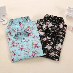 Women Blouses Turn Down Collar Floral Blouse Long Sleeve Shirt Women Camisas Femininas Women Tops And Blouses Fashion