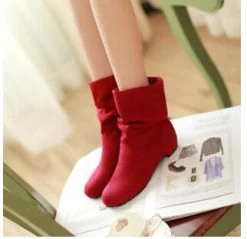 Autumn And Winter Velvet Boots Scrub Women's Martin Boots Shoes Spring And Autumn Boots Female Cotton Boots Low Thick Heel
