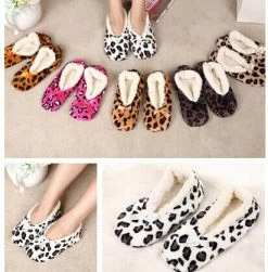 Home Soft Plush Leopard Slippers Coral Fleece Indoor Home Shoes,Floor Socks , Indoor Slippers Winter Foot Warmer 7 Color