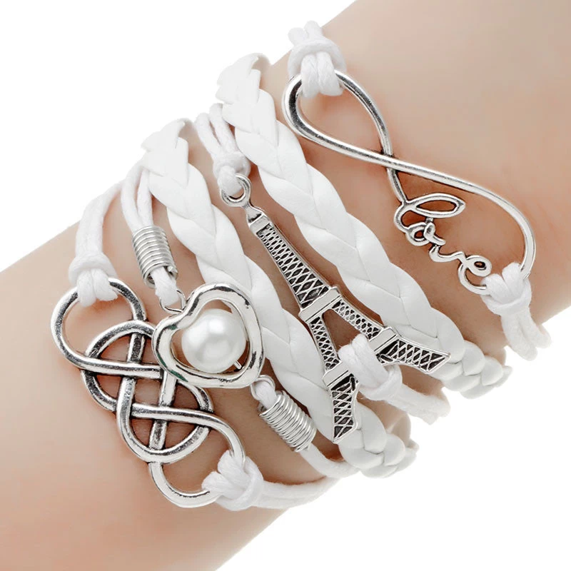 Multilayer Charm Bracelet Anchor Bracelet Men Paracord Bracelets Love Pulsera Hombre Leather Bracelet Bijoux Homme