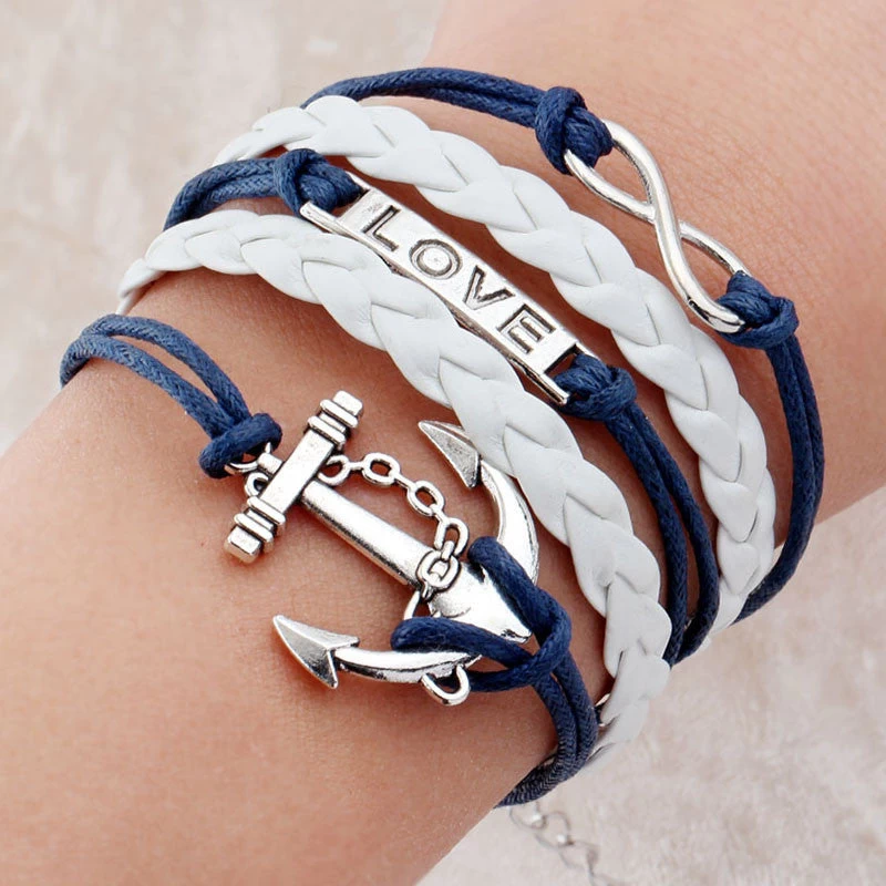 Multilayer Charm Bracelet Anchor Bracelet Men Paracord Bracelets Love Pulsera Hombre Leather Bracelet Bijoux Homme - Image 15