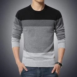 Autumn Fashion Brand Casual Sweater O-Neck Striped Slim Fit Knitting Mens Sweaters And Pullovers Men Pullover Men 5XL