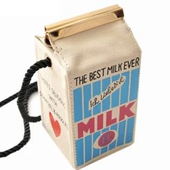 Cute Stereo Mini Milk Box Makeup Cartoon Bag Women Fashion Letter Canvas Shoulders Bag LL1335