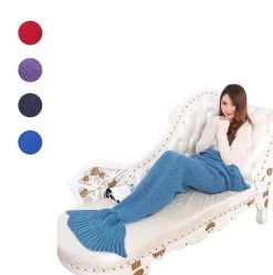 Yarn Knitted Mermaid Tail Blanket Handmade Crochet Mermaid Blanket Adult Throw Bed Wrap Super Soft Sleeping Bag 90cm 195cm