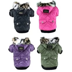 Large Puppy Dog Cute Warm Coat For Pet Faux Pockets Fur Trimmed Dog Hoodies Jacket Costume
