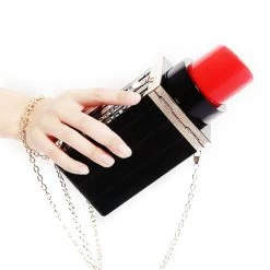 Fashion Lipstick Shape Lip Gloss Luxury Shoulder Bags Evening Bags Purses Women Clutch Vintage Chain Messenger Bags Handbag