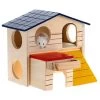 Rat House Wooden Hamster Ladder Pet Small Animal Rabbit Mouse Hideout Luxury Home 2 Storey Platform Playhouse Nest