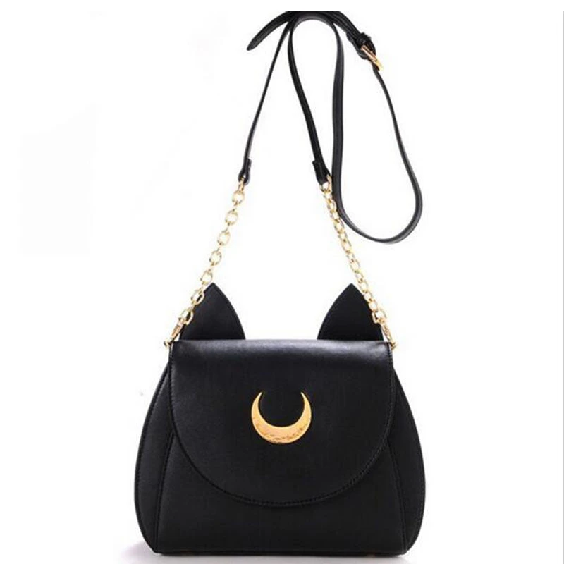 Summer Limited Sailor Moon Chain Shoulder Bag Ladies Luna Cat PU Leather Handbag Women Messenger Crossbody Small Bag