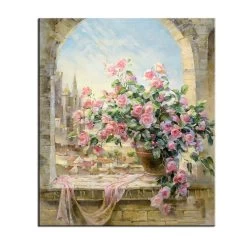 Frameless Window Flowers Scene DIY Painting By Numbers Kits Paintings For Living Room Wall Coloring Painting By Numbers