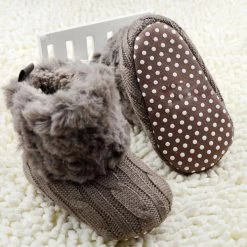 Winter Warm First Walkers Baby Ankle Snow Boots Infant Crochet Knit Fleece Baby Shoes For Boys Girls