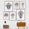 Indian Animals Head Hippie Fashion Deer Horse Zebra A4 Large Art Print Poster Wall Pictures Canvas Painting No Framed Home Decor