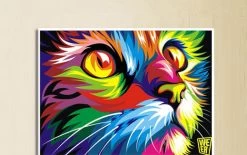 Original Colorful Paint Cat Head Graphic Pictures Art Print On The Canvas Wall Decor Home Wall Art Picture