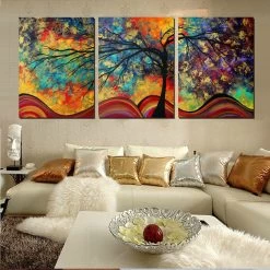 Large Wall Art Home Decor Abstract Tree Painting Colorful Landscape Paintings Canvas Picture For Living Room Decoration No Frame