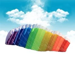 Power Dual Line Stunt Parafoil Parachute Rainbow Sports Beach Kite With 2pcs 30m Nylon Flying Lines For Beginner