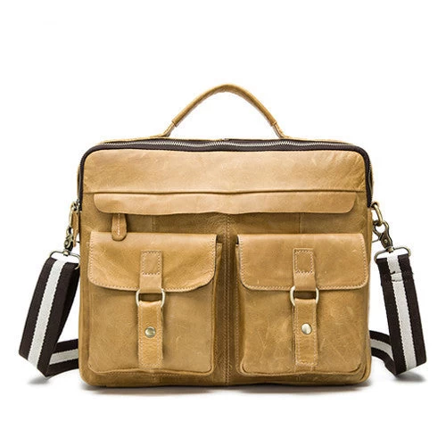 Genuine Leather Men Bag Crazy Horse Leather Men's Handbags Casual Business Laptop Shoulder Bags Briefcase Messenger Bag NEW - Image 6