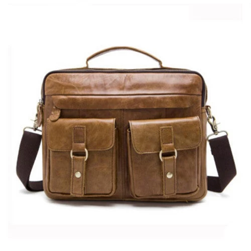Genuine Leather Men Bag Crazy Horse Leather Men's Handbags Casual Business Laptop Shoulder Bags Briefcase Messenger Bag NEW - Image 9