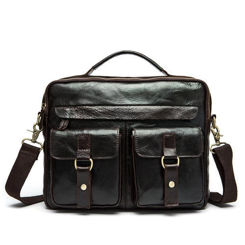 Genuine Leather Men Bag Crazy Horse Leather Men's Handbags Casual Business Laptop Shoulder Bags Briefcase Messenger Bag NEW - Image 10