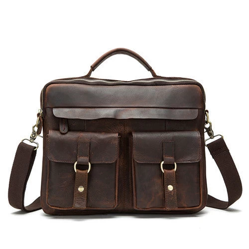 Genuine Leather Men Bag Crazy Horse Leather Men's Handbags Casual Business Laptop Shoulder Bags Briefcase Messenger Bag NEW - Image 7