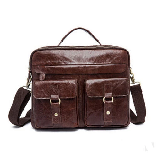 Genuine Leather Men Bag Crazy Horse Leather Men's Handbags Casual Business Laptop Shoulder Bags Briefcase Messenger Bag NEW - Image 8