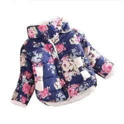 Girls Coat Warm Baby Winter Long Sleeve Flower Jacket Children Cotton-Padded Clothes Kids Christmas Outwear A-079