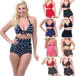 Push Up High Waist Swimsuit 4XL XXXL XXL Big Size Women Bathing Suit Padded Bikini Set Retro Beachwear Plus Size Swimwear