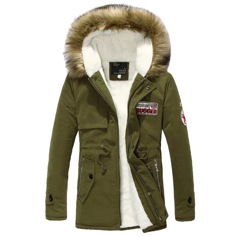 Winter Style Warm Men's Jacket Parka Thick Warm Fur Collar Long Cotton Jacket Men Comfortable Cotton Hooded Parka Men