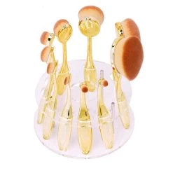 Docolor Oval Makeup Brushes 10pcs Oval Brush Set Professional Makeup Brushes Set Toothbrush Make Up Brushes Holder With Nice Box