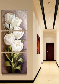 3 Piece Oil Painting Living Room Modern Wall Painting Flower Decorative Wall Art Painting Pictures Print On Canvas(No Frame)