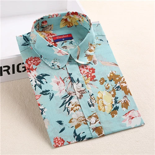 Floral Women Blouses Long Sleeve Shirt Cotton Women Shirts Cherry Casual Ladies Tops Animal Print Blouse Plus Size 5XL - Image 3