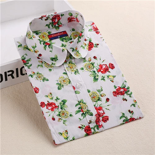 Floral Women Blouses Long Sleeve Shirt Cotton Women Shirts Cherry Casual Ladies Tops Animal Print Blouse Plus Size 5XL - Image 2