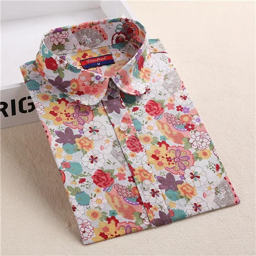 Floral Women Blouses Long Sleeve Shirt Cotton Women Shirts Cherry Casual Ladies Tops Animal Print Blouse Plus Size 5XL - Image 4