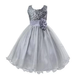 Fashion Sequin Flower Girl Dress Party Birthday Wedding Princess Toddler Baby Girls Clothes Children Kids Girl Dresses