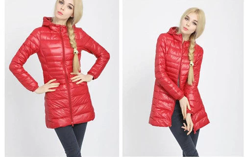 Winter Jacket Woman's Outerwear Slim Hooded Down Jacket Woman Warm Down Coat Women Ultra Light White Duck Down Parkas W00785 - Image 10