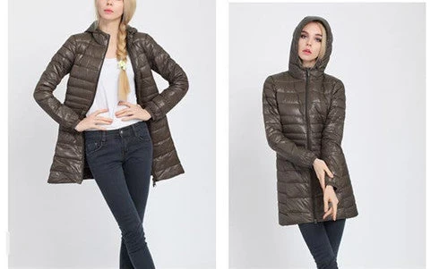 Winter Jacket Woman's Outerwear Slim Hooded Down Jacket Woman Warm Down Coat Women Ultra Light White Duck Down Parkas W00785 - Image 5